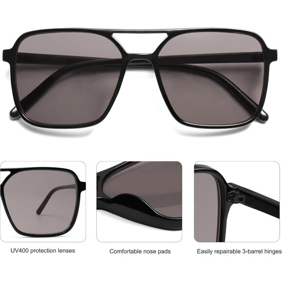 ✨Women\'s Black Trendy Sunglasses Aviator Square Retro 70s Fashion Sun Glasses main image 5